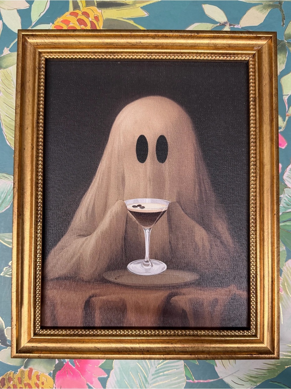 Ghost Espresso Martini Framed Canvas Wall Art Halloween Decor